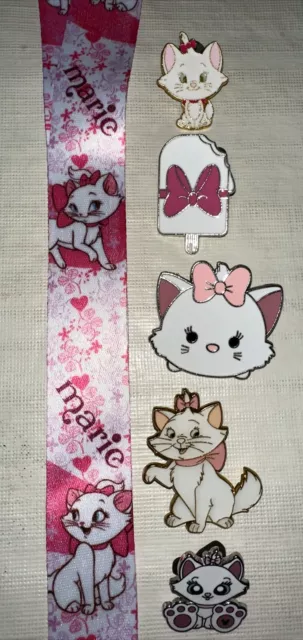 Marie ARISTOCATS lanyard starter set with 5 Disney Trading Pins NEW