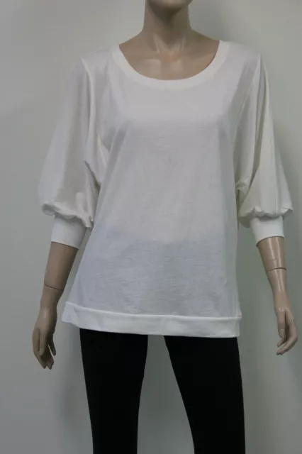 James Perse Standard T-Shirt Top Off White Cotton 3/4 Sleeve Size 2 NEW NWT