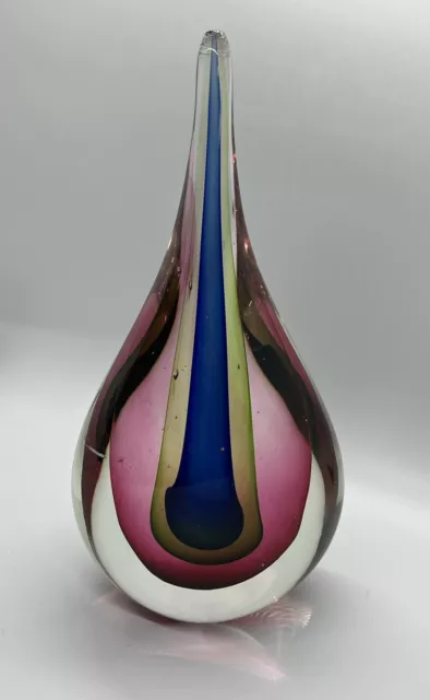 Vintage Murano Sommerso Teardrop Paperweight by Flavio Poli 10”tall very heavy