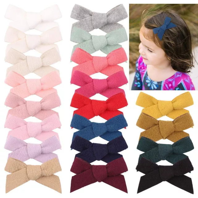 Kids Hair Bow Clips Cotton Barrettes Boutique Handmade Pin Headwear Accessories