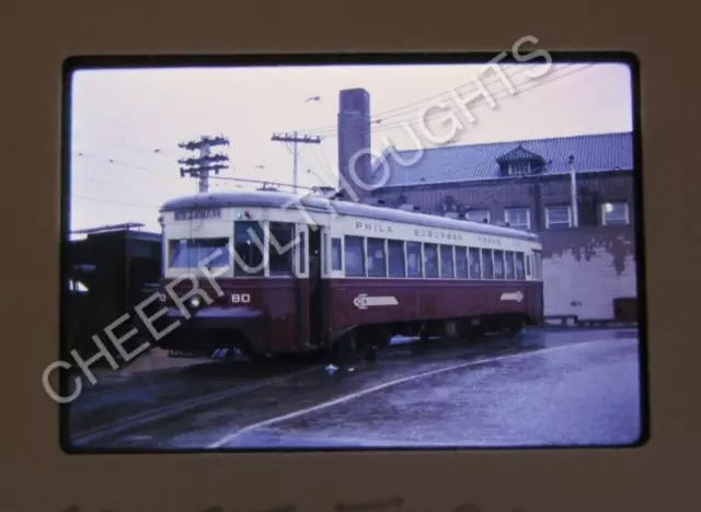 Original '62 Kodachrome Slide PST Philadelphia #80 Brill Trolley 69 Street  37A9