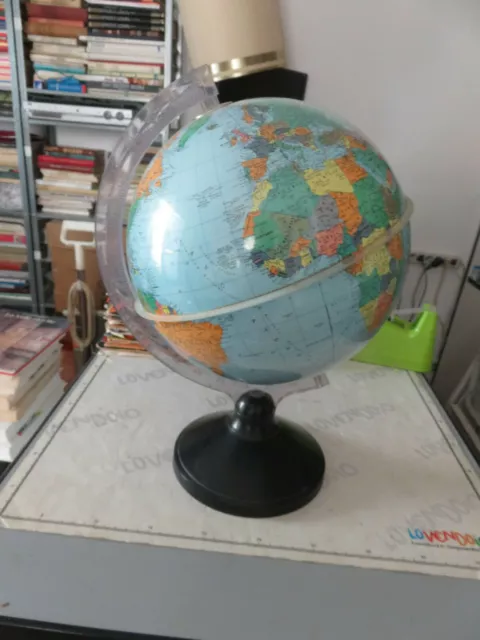 Mappamondo girevole da tavolo con supporto globo diametro 23cm anni '80 perfetto