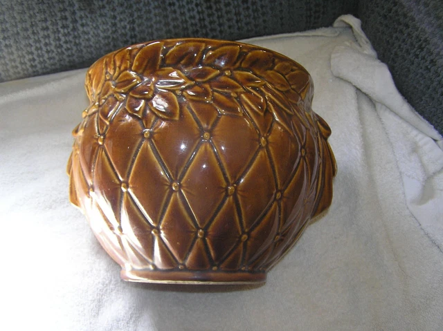 Mccoy Pottery 9" Brown Quilted Jardiniere
