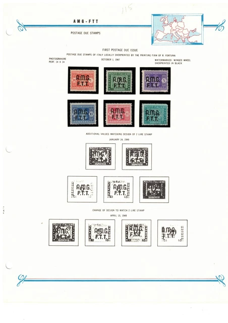 Trieste AMG-FTT 1947 Postage Due Set  MLH and FU on Bush Album Page