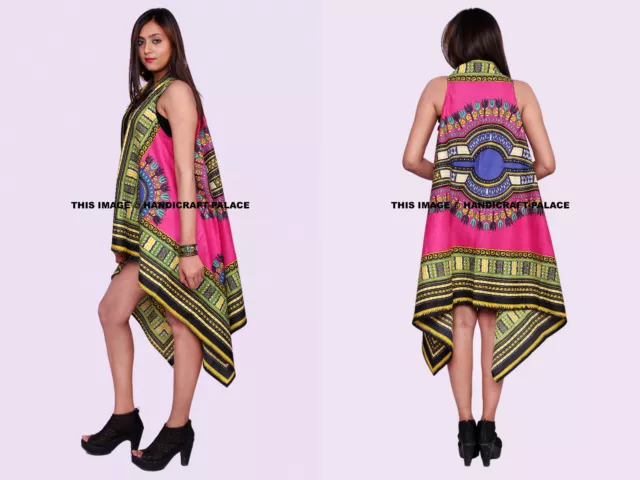 Donna Boho Bohémien Dashiki Africano Kimono Lungo Scialle Maglia Giacca Cardigan