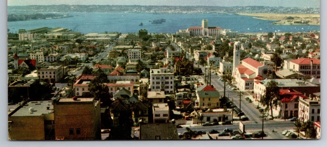 Postcard Vintage CA San Diego Harbor Aerial View Union Oil Co. ~9856