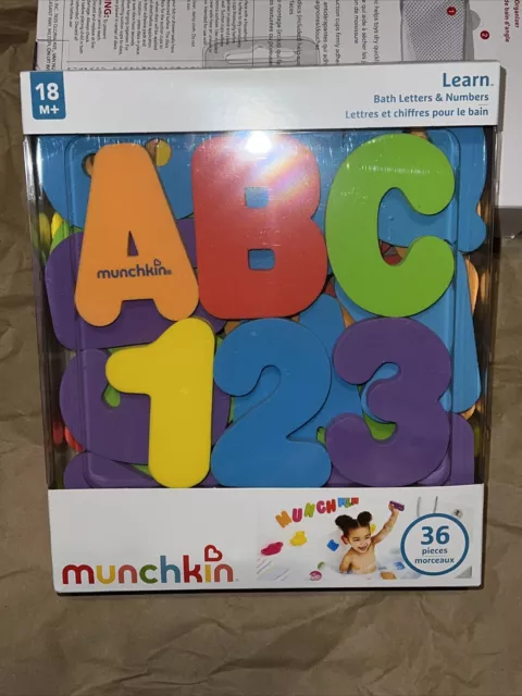 Munchkin Learn Bath Letters & Numbers One Size Multi Colors 36 Piece Brand New