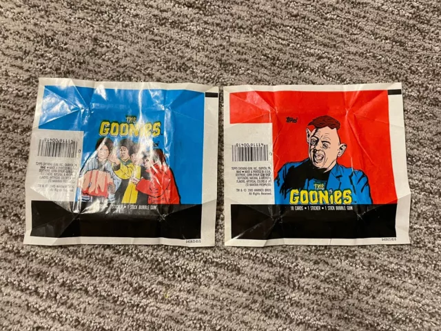 Set of 2 Lot Different 1985 Topps Goonies Empty Wax Wrappers No Cards