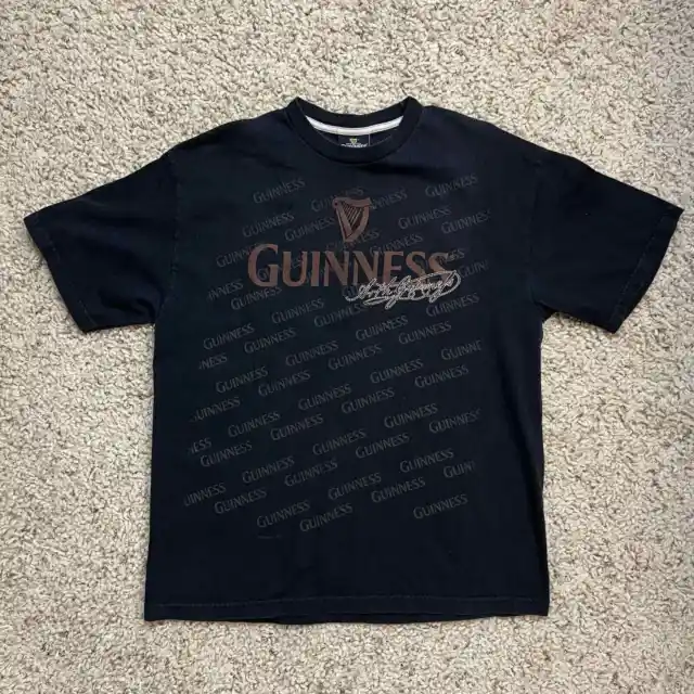 Guinness Irish Stout T-Shirt Men’s XL Black Short Sleeve Crewneck Beer VTG Y2K