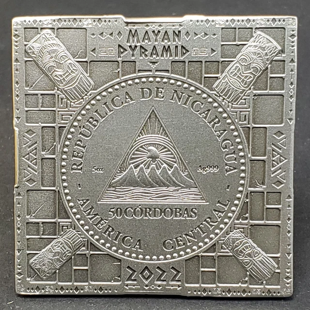 2022 Nicaragua .999 Silver 5 Oz Fifty Cordobas Chichen Itza No. 425 of 750