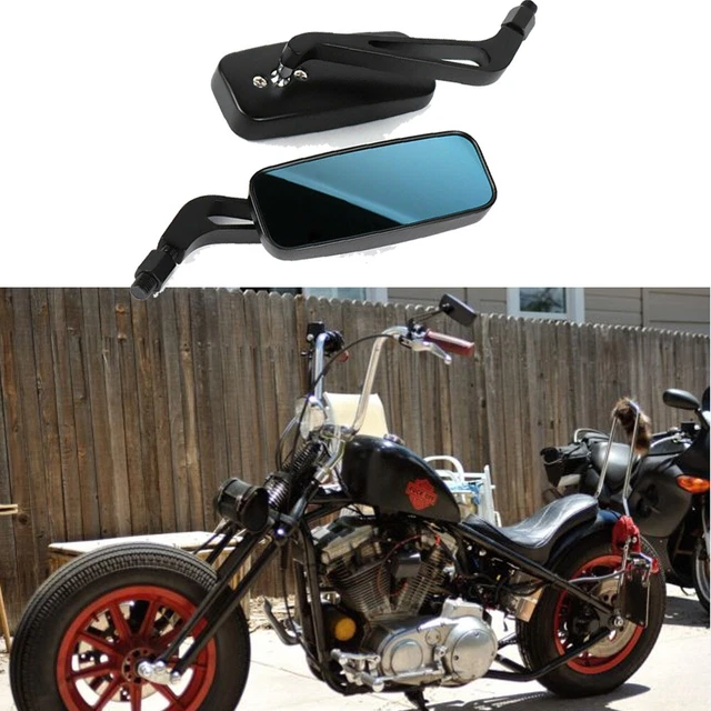 Harley Side View Mirror – Black Aluminum Rectangle Mirror For Motorcycles, Universal Fit, 360° Adjustable