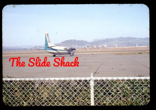 West Coast Airlines WCA Fairchild F-27 airplane aviation 1960's 35mm slide