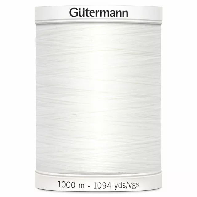 Gutermann Coser 100% Hilo de Poliéster 1000m a Mano Y Máquina - 800 Blanco