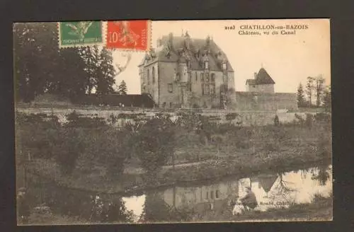 CHATILLON-en-BAZOIS (58) CHATEAU seen from the CANAL animated in 1921