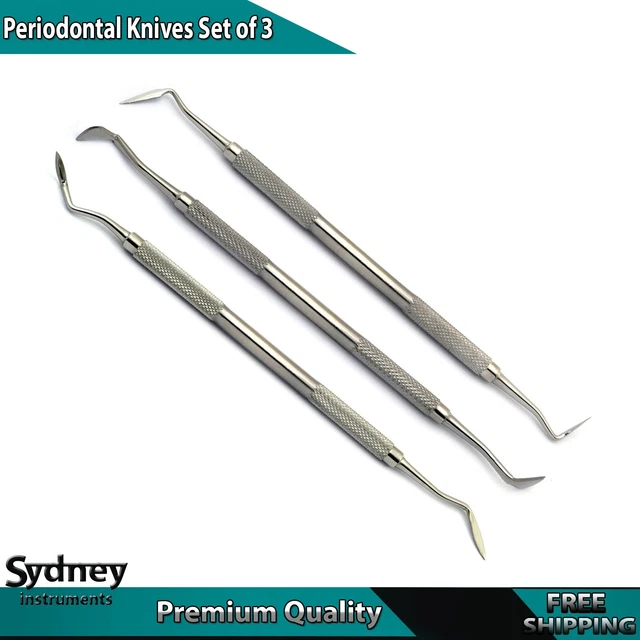 Set of 3 Periodontal Knife Kirkland Gingivectomy Orban Soft Tissue Scalers