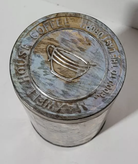 Vintage Maxwell House Embossed Lid Tin Coffee Can - no label -