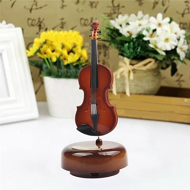 Boîte À Musique Pour Violon, Mini Boîte À Musique Vintage Avec Base Rotative, Réplique Classique