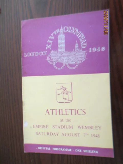 Vintage Original1948 London Olympics Athletics Programme Wembley 7 Aug.
