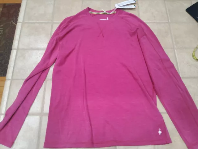 Smartwool Unisex Merino Base Layer Long sleeve Festive Fuchsia Size M NWT $110