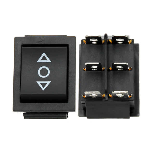 DAIER KCD MOMENTARY 3 Position Rocker Switch Black DPDT 20A 250V (On