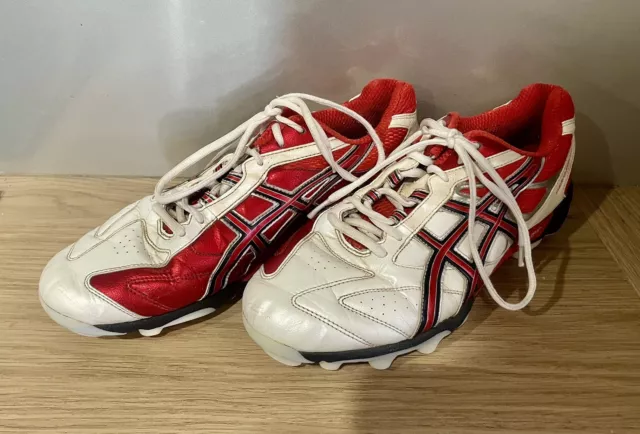 ASICS Gel Lethal 14 Red White Men’s Size US 11.5 Football Boots Pre Owned GUC