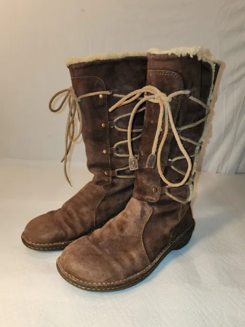 UGG Surfcat 5158 Women's Size 9 Brown Suede Tall Leather Lace Boots