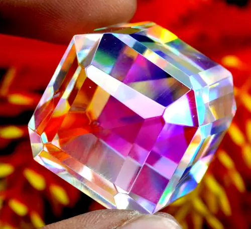 111+ Ct Natural Mystic Topaz Rainbow Color Cube  Cut Certified Gemstone 2