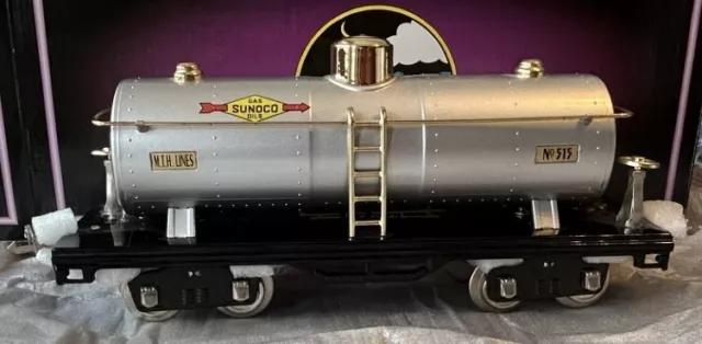 MTH Tinplate Std Gauge 500 Series 515 Sunoco Silver w/Brass Tank Car 10-1103 NIB