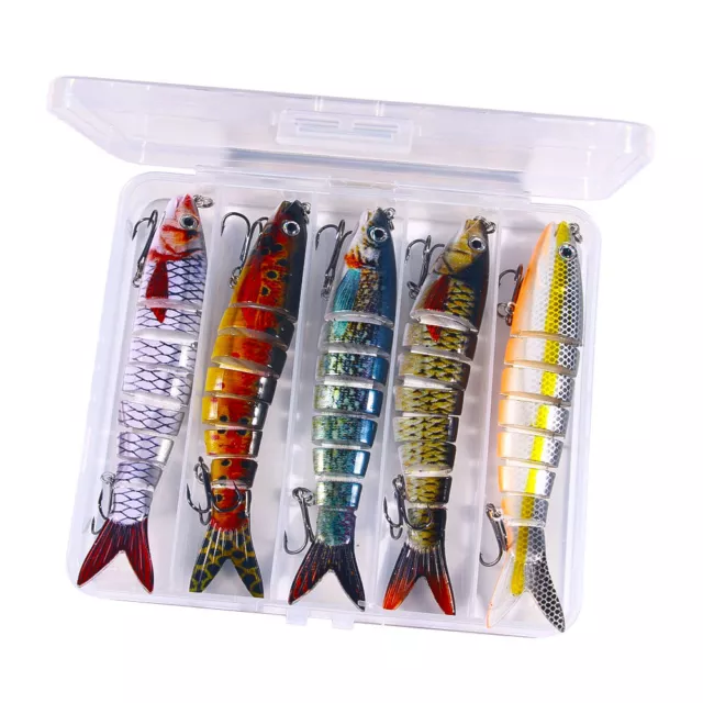 3/5PCS Multi Jointed Fishing Lures Swimbait Sinking Bait 8 Segment Crankbait Box