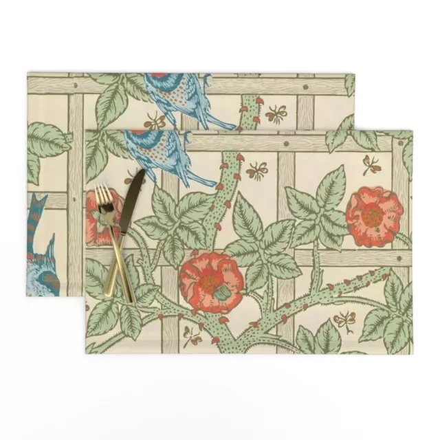 William Morris's Trellis Printed Cotton Sateen, Cotton Placemat Set Of 2 Pic