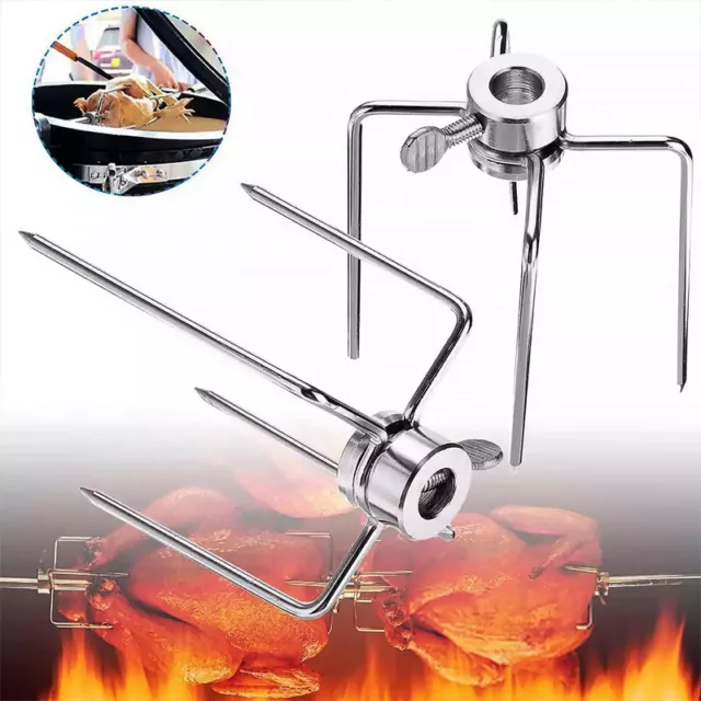 BBQ Fleischklammer 2/6× Fleischnadeln Drehspieß Klammer für Grillspieß Halter DE