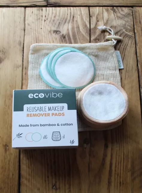 Ecovibe 16 Reusable Make Up Remover Pads Eco Friendly and Vegan Cotton Bamboo