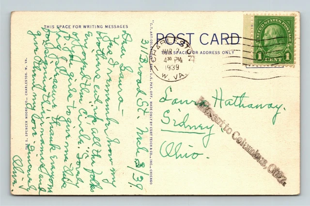 WV- West Virginia Rock State Park Aerial View New River c1939 Vintage Postcard 2