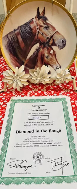 Fred Stone Diamond In The Rough Collector Plate Signed 1989 Letter Of Authentic