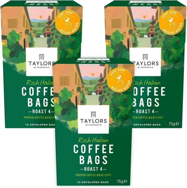 Taylors of Harrogate Rich Italian Coffee Bags - 10 Bag x 3 Packs (30 Bags) UK