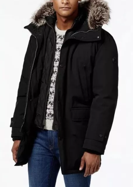 Michael Kors Men's Bib Snorkel Parka Jacket Coat Hooded Black S $375 NWT