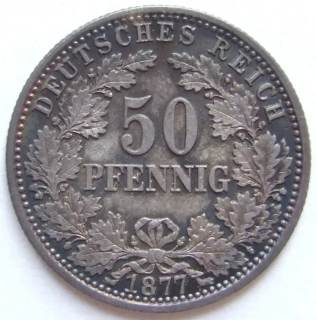 Münze Deutsches Reich Kaiserreich Silber 50 Pfennig 1877 C in Stempelglanz