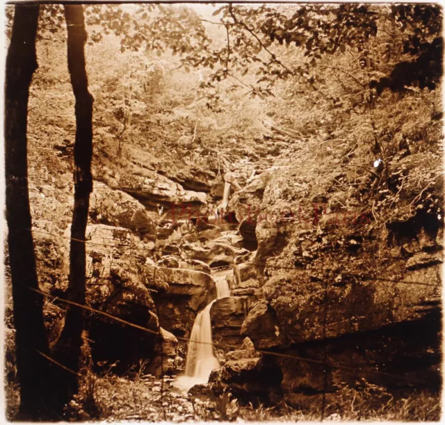 FRANCE Cascade Montagne c1930 Photo Plaque de verre Stereo Vintage P29L5n11