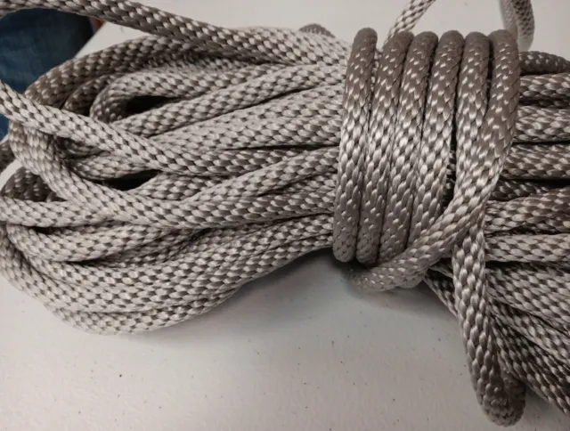 3/8" x 130 ft. Solid Braid MFP Rope Hank. Light Gray. Made in USA