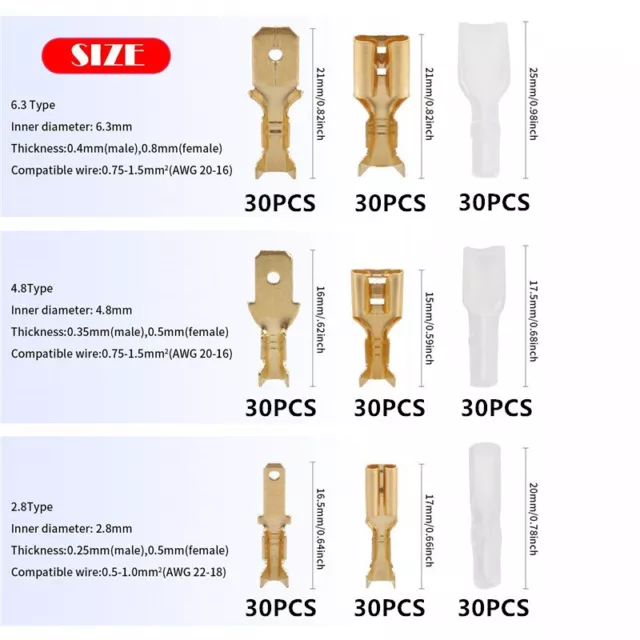 540PC Assortment Electrical Wire Crimp Connectors Male Female Spade Terminal Kit 2