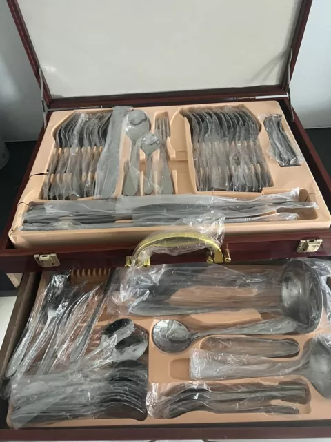 Cutlery Set - Stainless Steel, With Wooden Box