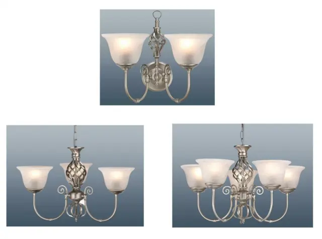 Satin Chrome Classic Chandelier Ceiling Lights And Wall Lamps Glass Shades