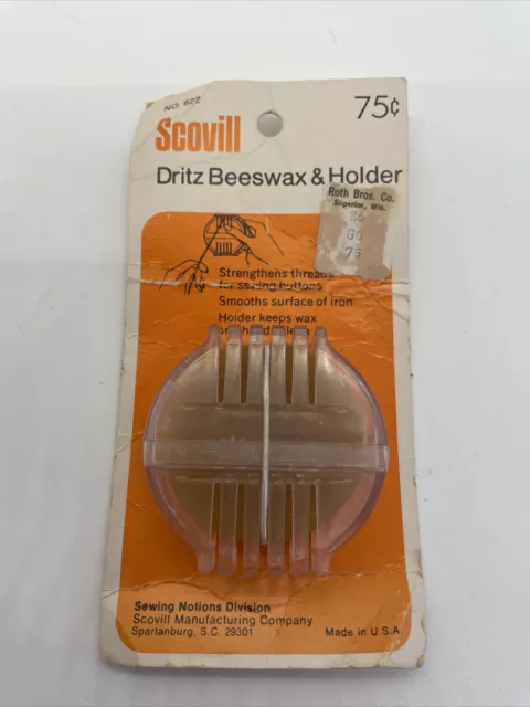 Cera de abejas y soporte de colección Scovill Dritz sin usar EE. UU. No 622 División de nociones de costura