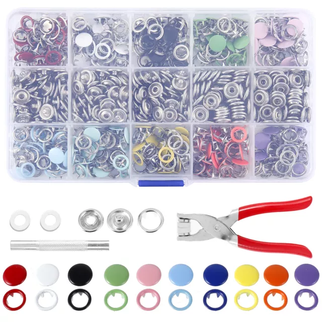 200 Sets 10 Colors Snap Fasteners Kit Metal Hollow Solid Five Claw Buckle SetЮ