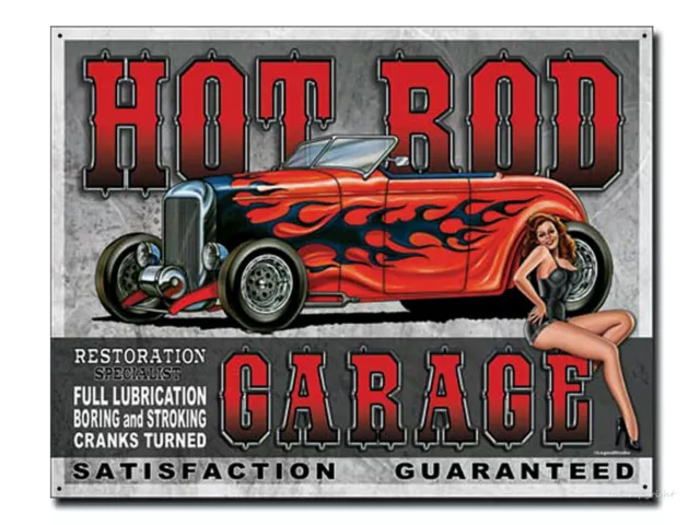 Schild Auto Hot Rod USA Motiv Blech Poster 30 x 40 cm US-Car Werkstatt Deko *980