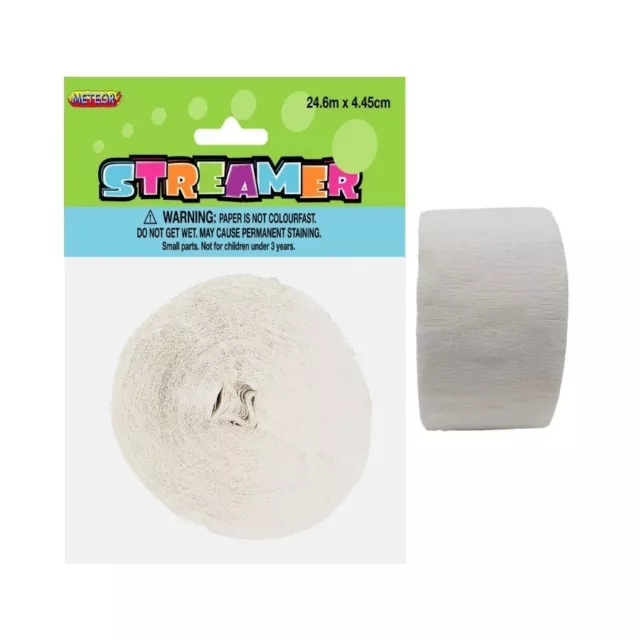 Bright White Crepe Streamer 24m