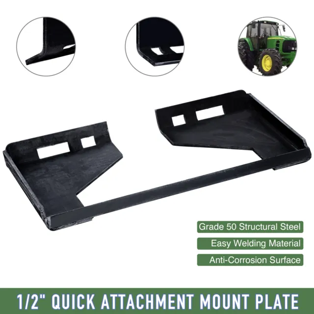1/2" Quick Attach Mount Plate Attachment for Tractors Skid Steers Loaders