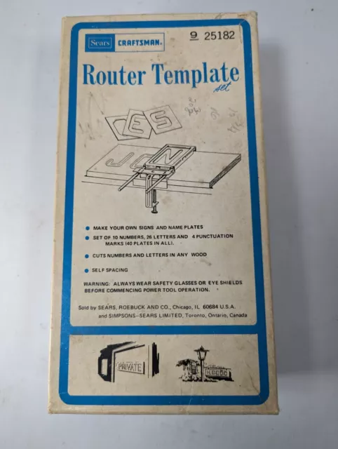 Sears Craftsman Router Template Set 9-25731 - Letters & Numbers USA NOS