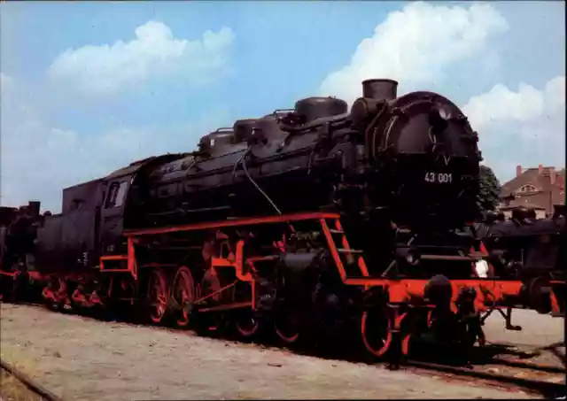 Eisenbahn Motiv-Postkarte DDR Güterzug Lokomotive der DR Reichsbahn AK ungelauf.