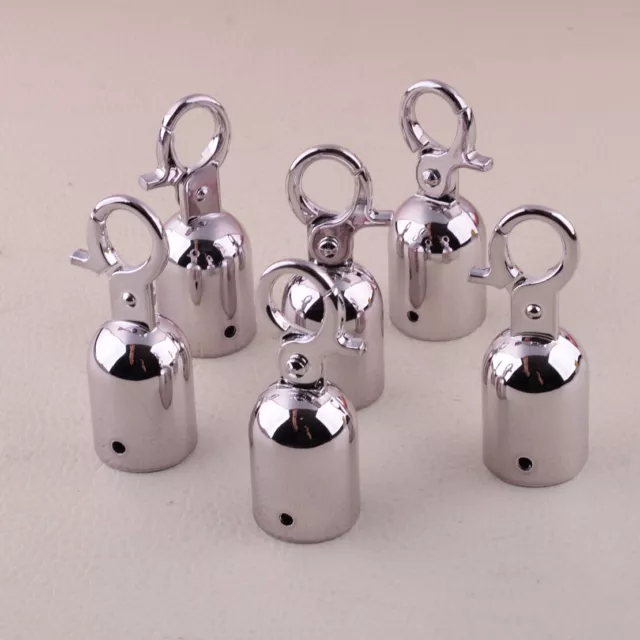 6pcs Rope Barrier End Stopper Cord End Caps with Hook 28mm Silver Part